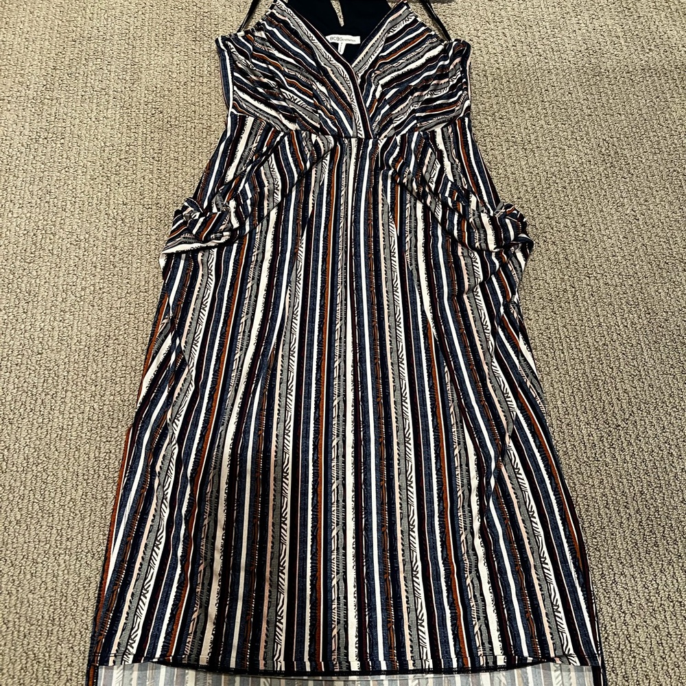 BCBGeneration Black and White Striped High Low Dress